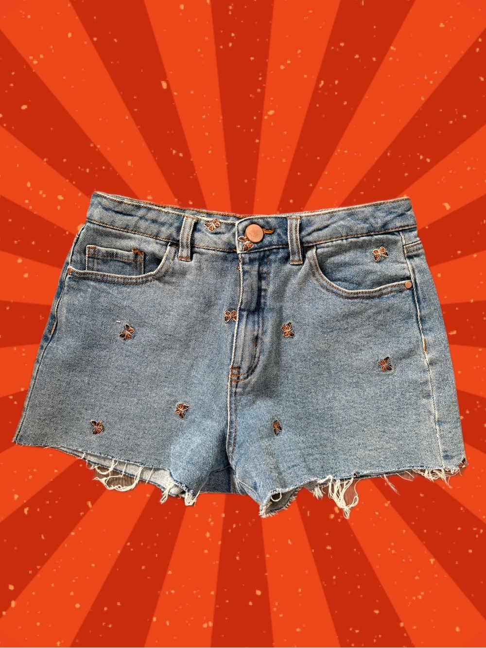 Women’s Embroidered butterfly Denim Shorts - Casual Summer Staple